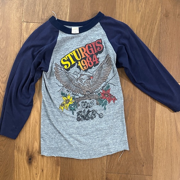 Vintage Tops - Vintage Gray and Blue Long Sleeve Tee